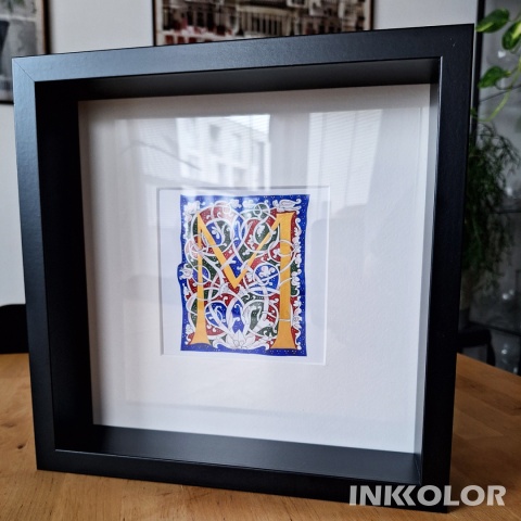 Inicjał Białe wino - D - ręcznie malowany