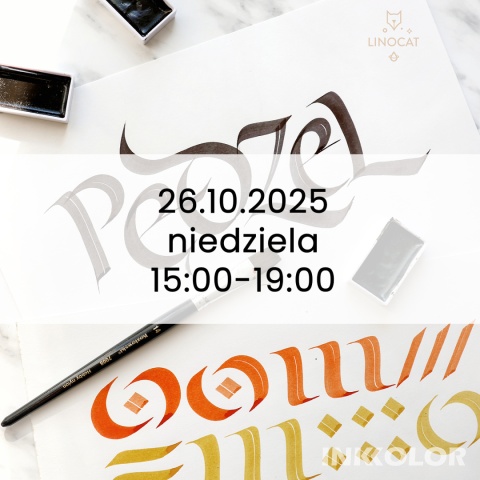 Kaligrafia pędzlem - zróbmy coś nowego. Wioleta Kaczmarska-Rudnik, LinoCat 26.10.2025, niedziela, 15:00-19:00