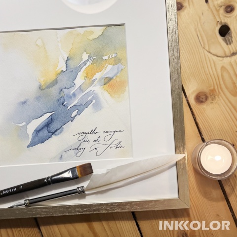 „Wszystko zaczyna się od iskry w Tobie” – akwarelowa abstrakcja z kaligrafią