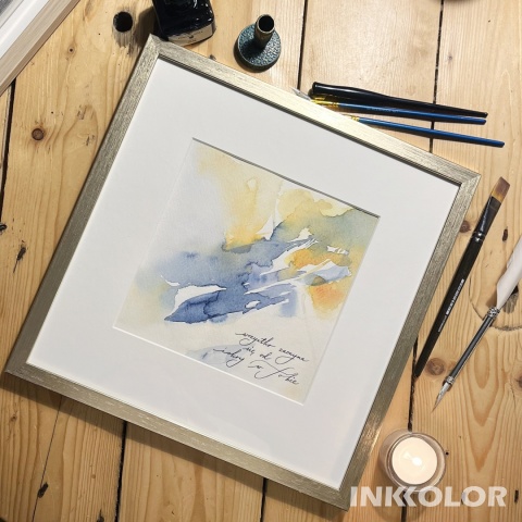 „Wszystko zaczyna się od iskry w Tobie” – akwarelowa abstrakcja z kaligrafią