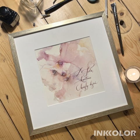 „Z Tobą kwitnie każdy dzień” – romantyczna akwarela z kaligrafią