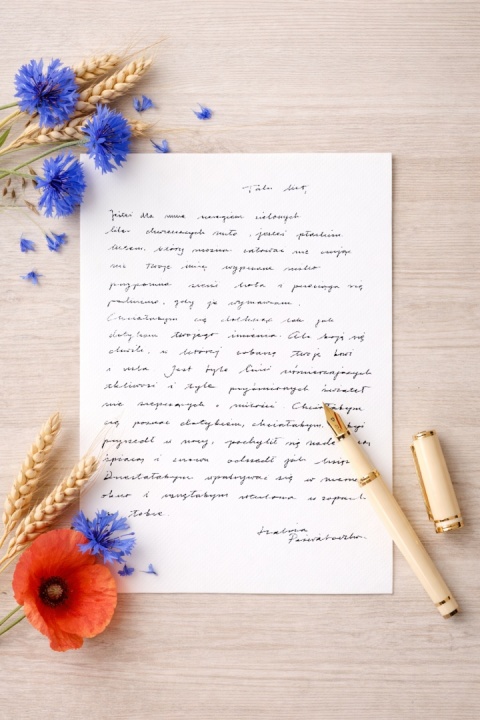 Odręcznie pisany list. Cena ustalana indywidualnie